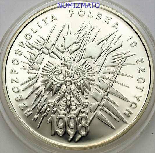 10 zł 1998 r. - 80. rocznica odzyskania przez Polskę niepodległości - niepodległość