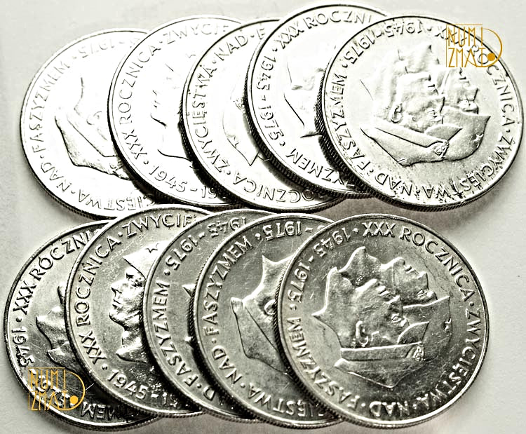 10 x 200 zł 1975 XXX Rocznica Zwycięstwa nad Faszyzmem. Zestaw Inwestycyjny. Monety bulionowe
