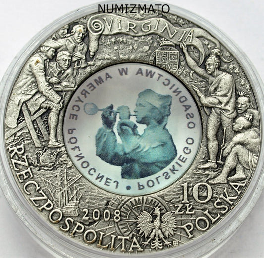 10 zł 2008 r. - Osadnictwo - 400. rocznica polskiego osadnictwa w Ameryce Północnej
