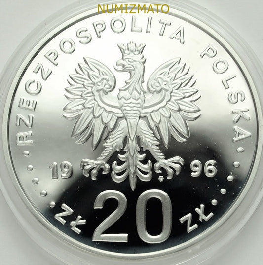 20 zł 1996 r - IV wieki stołeczności Warszawy 1596-1996
