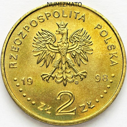 2 zł 1998 r. - Zygmunt III Waza - Poczet królów i książąt polskich, dwa złote NG