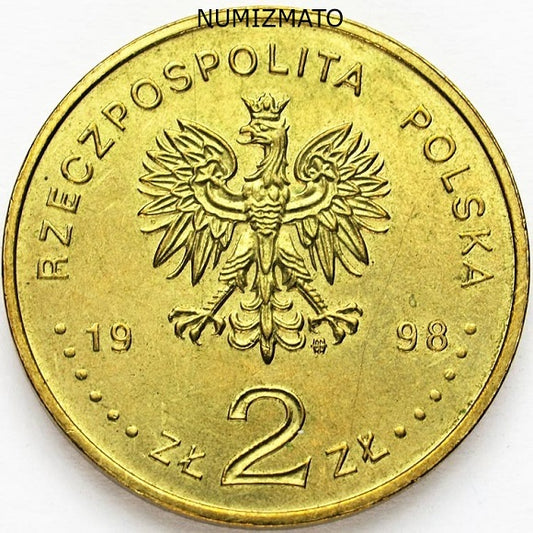 2 zł 1998 r. - polon i rad - 100-lecie odkrycia polonu i radu, dwa złote NG