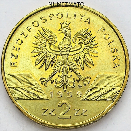 2 zł 1999 r. - Wilk Wilki (Canis lupus) - Zwierzęta Świata, dwa złote NG