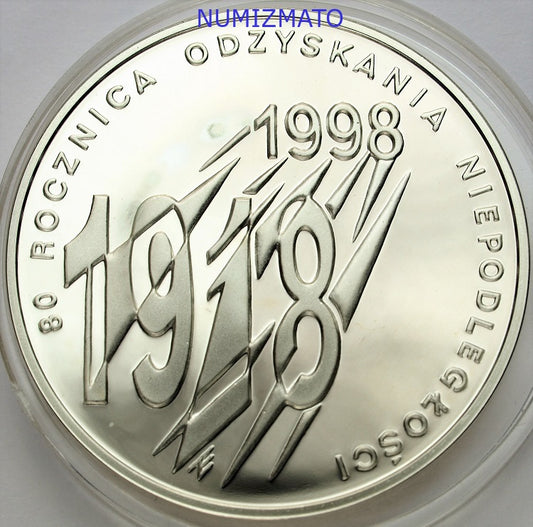 10 zł 1998 r. - 80. rocznica odzyskania przez Polskę niepodległości - niepodległość