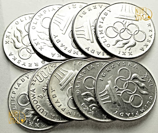 10 x 200 zł 1976 Igrzyska XXI Olimpiady. Zestaw Inwestycyjny. Monety bulionowe.