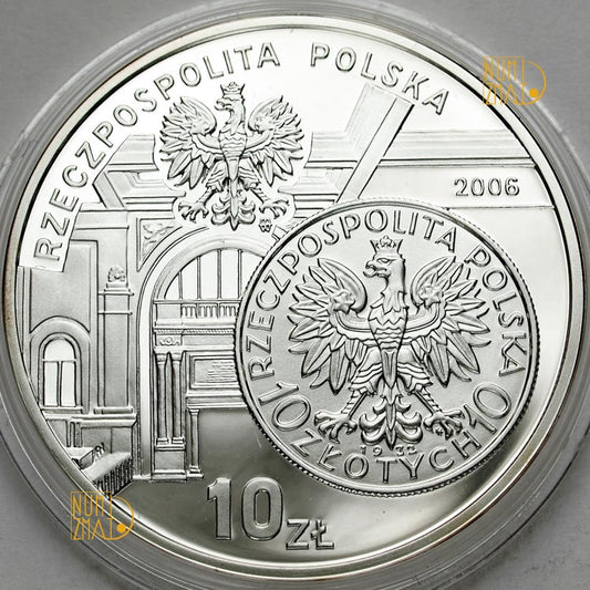 10 zł 2006 r. - 10 zł z 1932 r. Dzieje złotego - Głowa kobiety Polonia Jadwiga