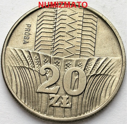 20 zł złotych 1973 PRÓBA MN Wieżowiec i Kłosy, dwadzieścia złotych