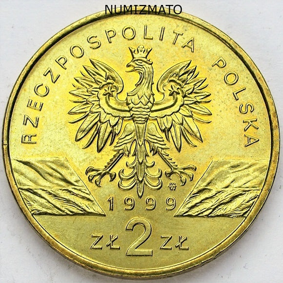 2 zł 1999 r. - Wilk Wilki (Canis lupus) - Zwierzęta Świata, dwa złote NG