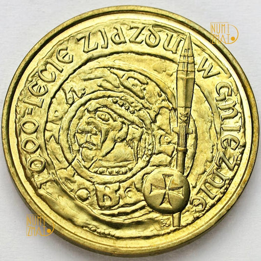 2 zł 2000 r. - Gniezno - 1000-lecie zjazdu w Gnieźnie, dwa złote NG