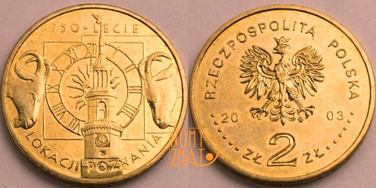 2 zł 2003 r. - 750-lecie lokacji Poznania, dwa złote NG