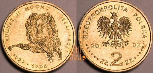 2 zł 2002 r. - August II Mocny - Poczet królów i książąt polskich, dwa złote NG