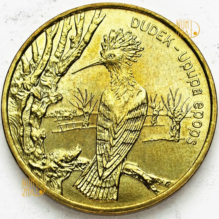 2 zł 2000 r. - Dudek (pupa epops) - Zwierzęta Świata, dwa złote NG