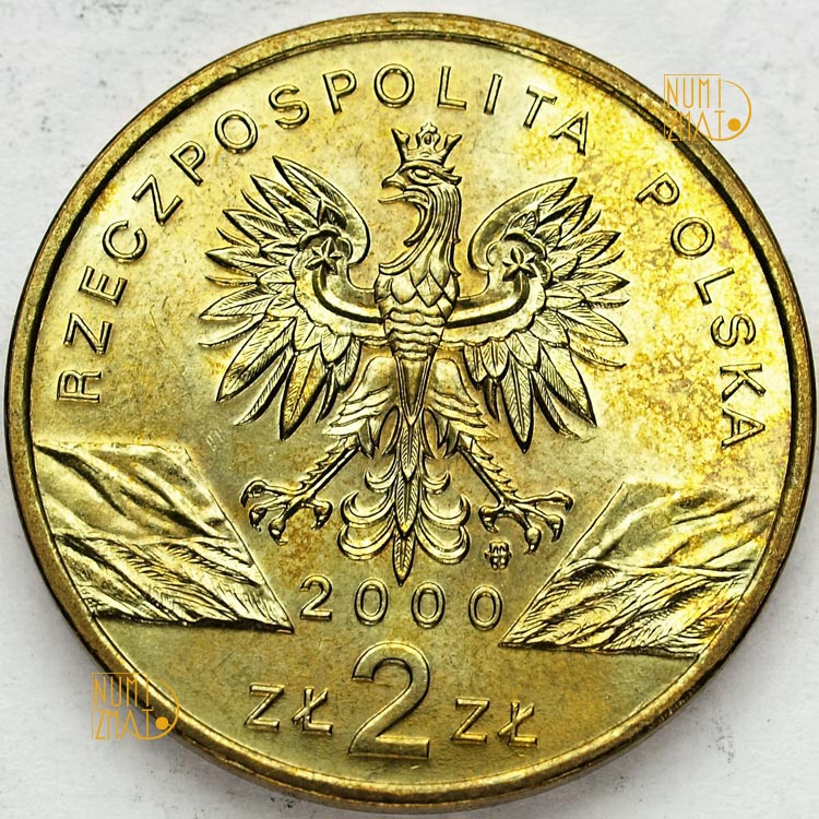 2 zł 2000 r. - Dudek (pupa epops) - Zwierzęta Świata, dwa złote NG
